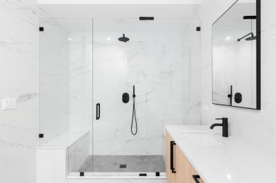 Modern Shower with Black Fixtures